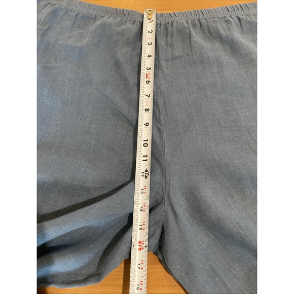 Blue Fish Hand Painted 100% Linen Wide Barrel Leg Blue Floral Artsy Size 1 - Picture 5 of 12